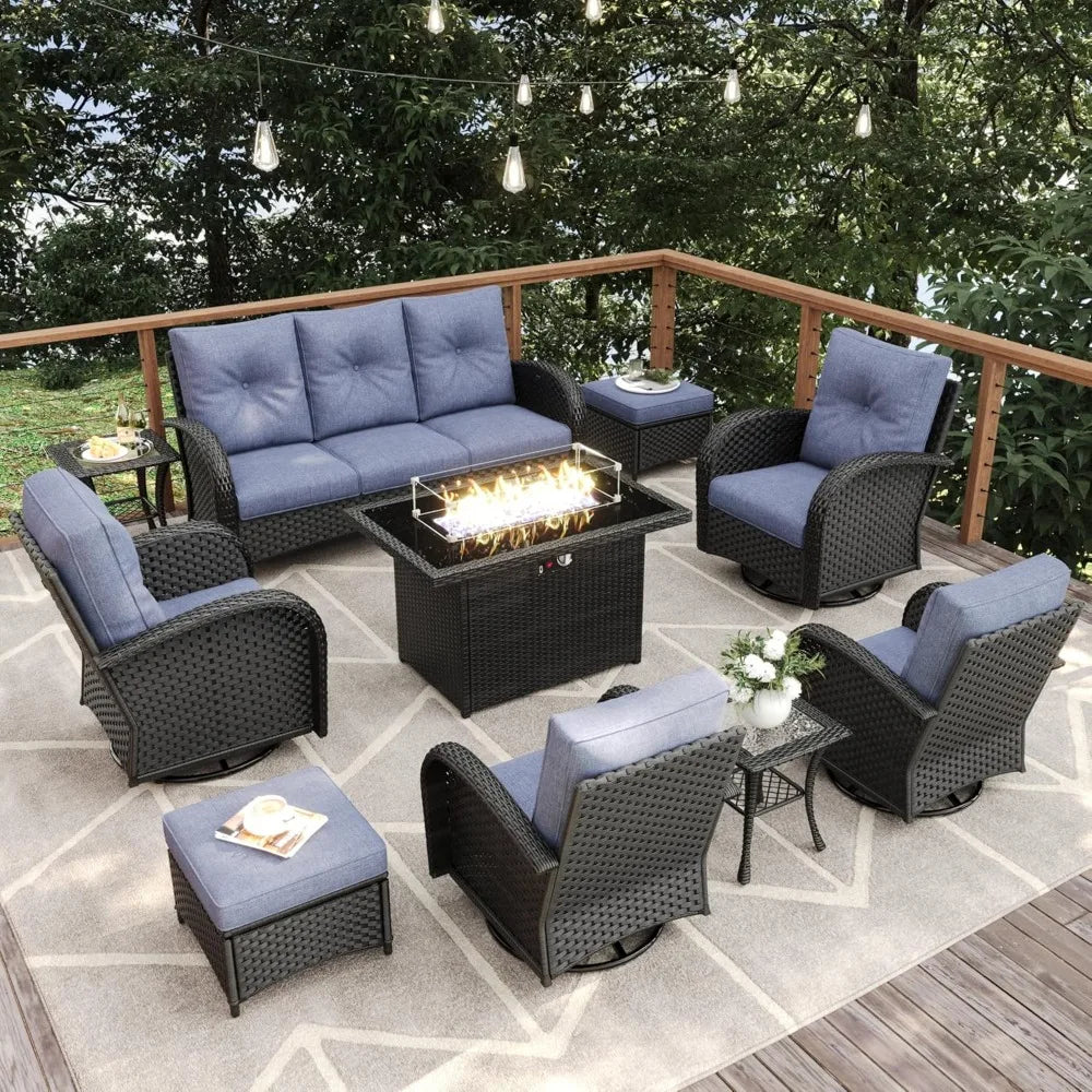 10 Pieces Patio Furniture Sets/ Fire Pit Table