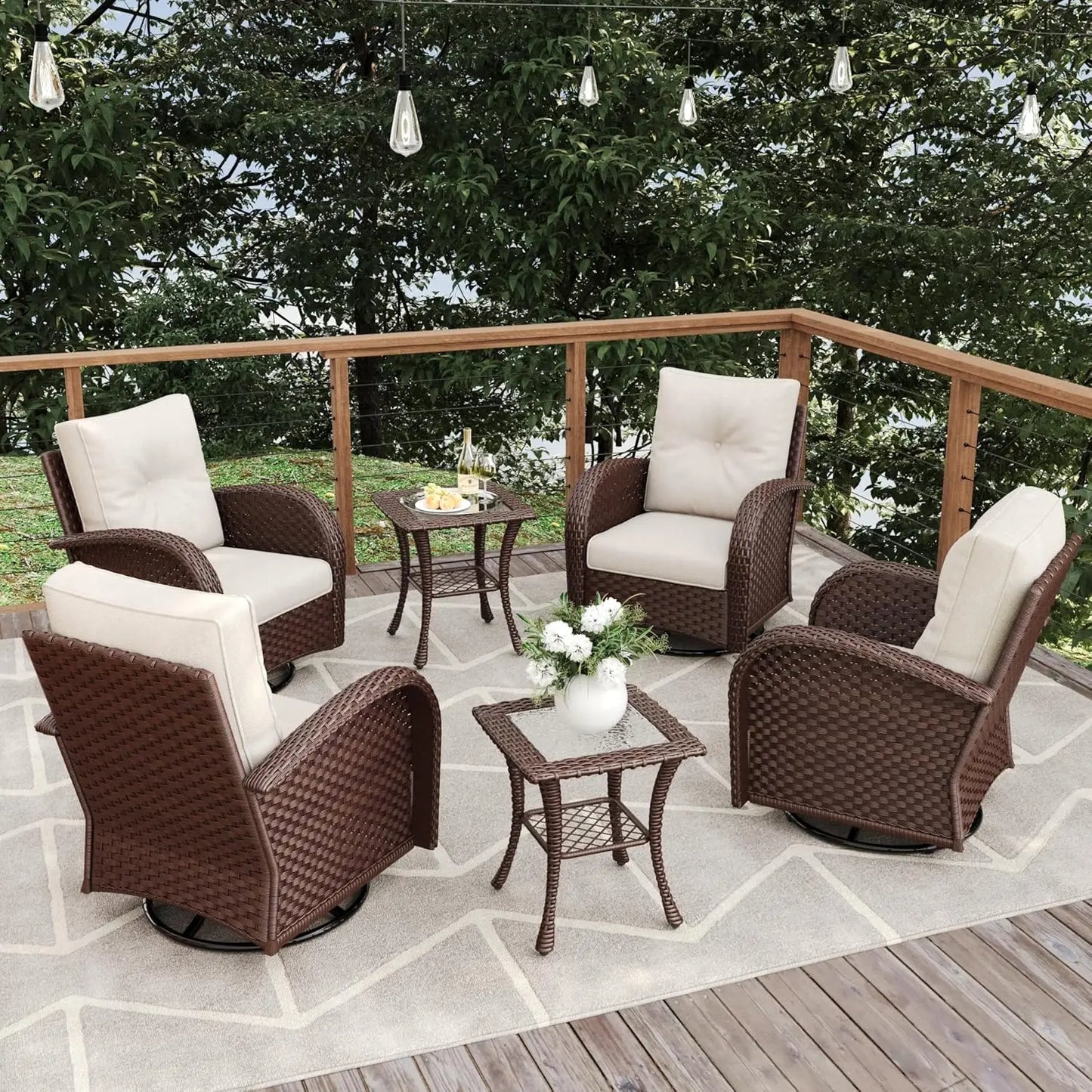 10 Pieces Patio Furniture Sets/ Fire Pit Table