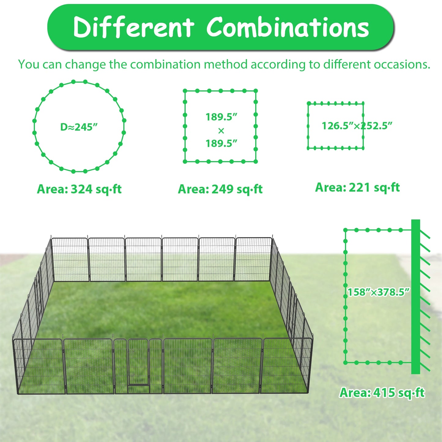 Dog Playpen Outdoor, 8/16/24 Panels Dog Pen 40" Height