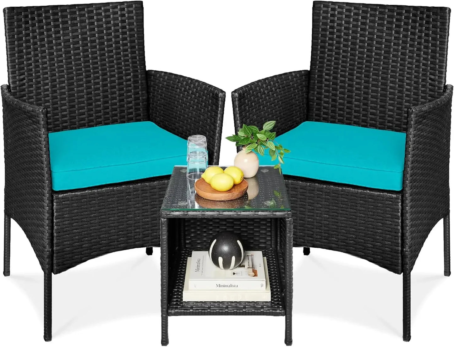 3-Piece Outdoor Wicker Conversation Bistro Set