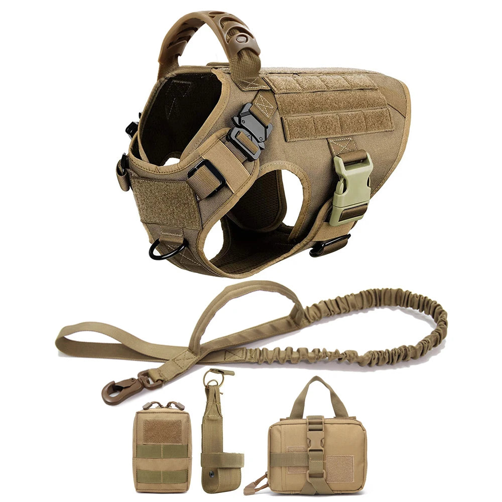 Military Dog Harness Leash Bags Set