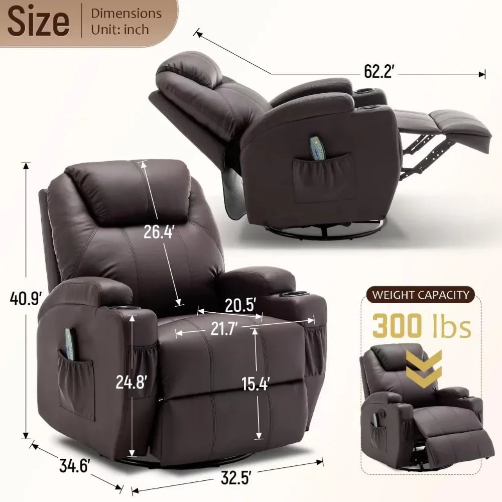 Recliner ,Rocking Chair with Massage anHeat,360d °