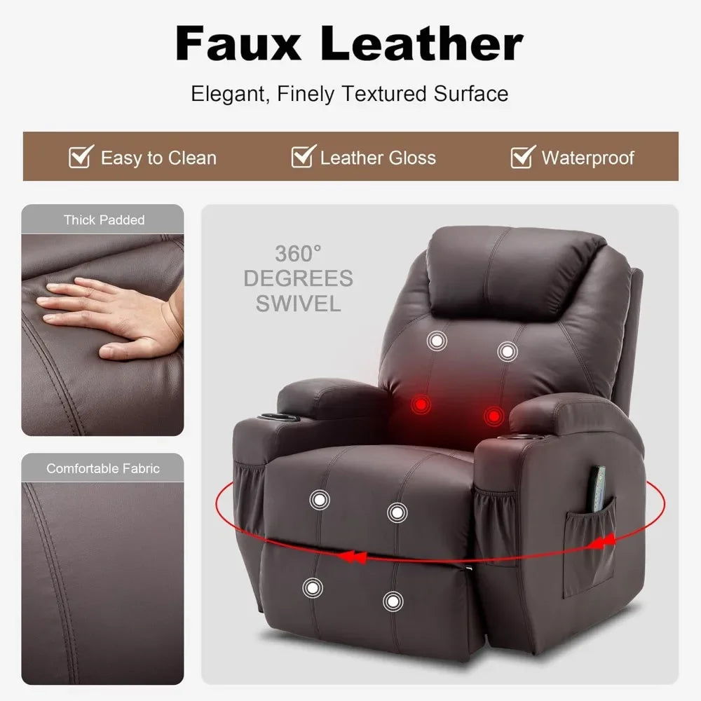 Recliner ,Rocking Chair with Massage anHeat,360d °