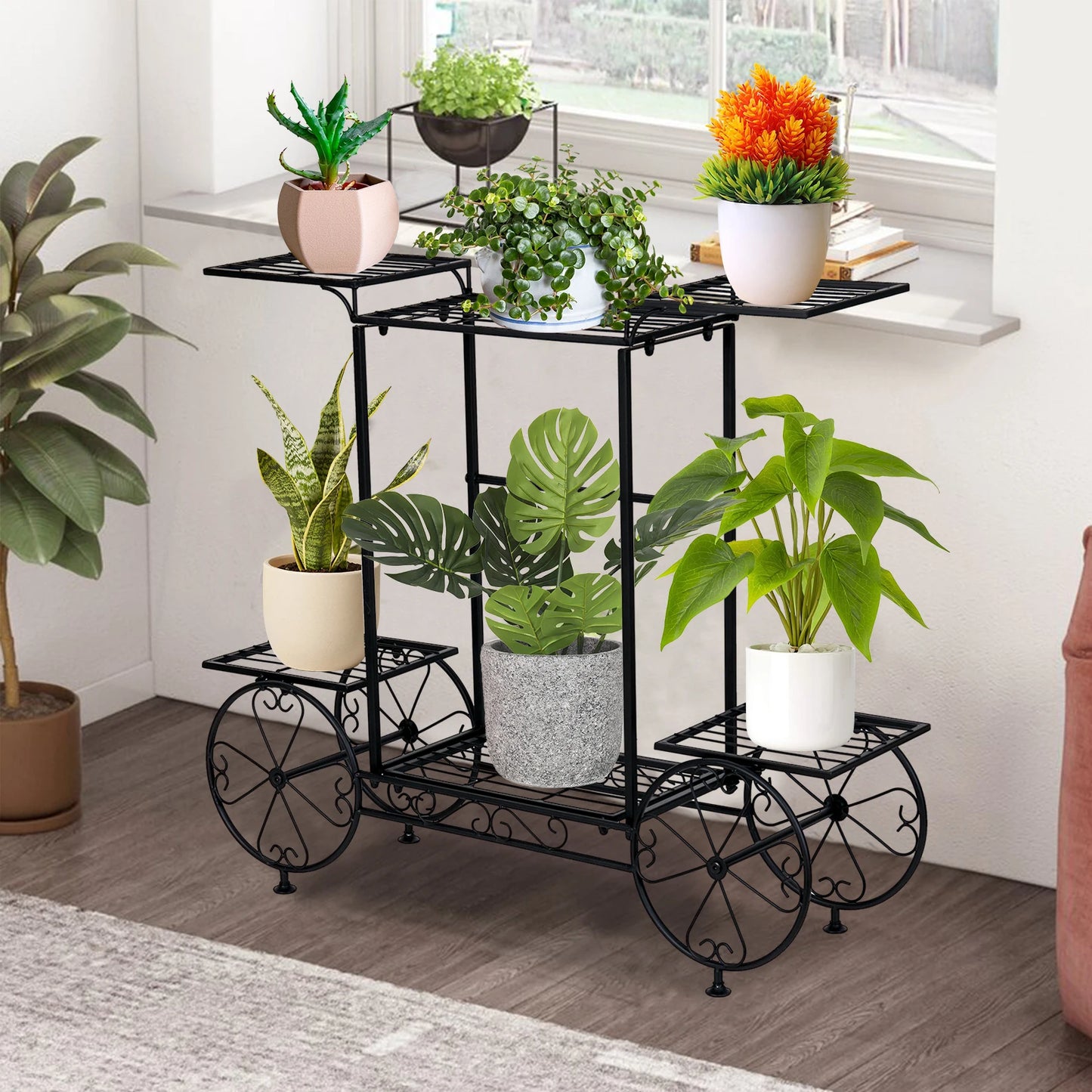 Metal Plant Stand Indoor 6 Tier Garden Cart