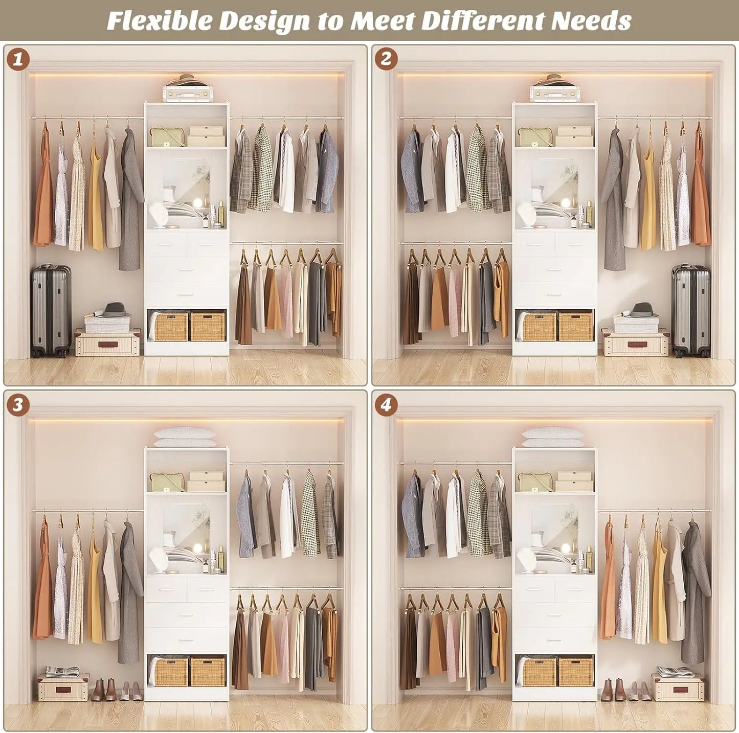 48" W - 96” W Closet Organizer