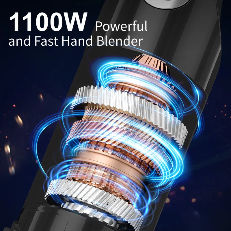 Immersion Blender 5-in-1 Handheld Blender - 1100-watt scratch-resistant blending stick for shakes, purees and smoothies
