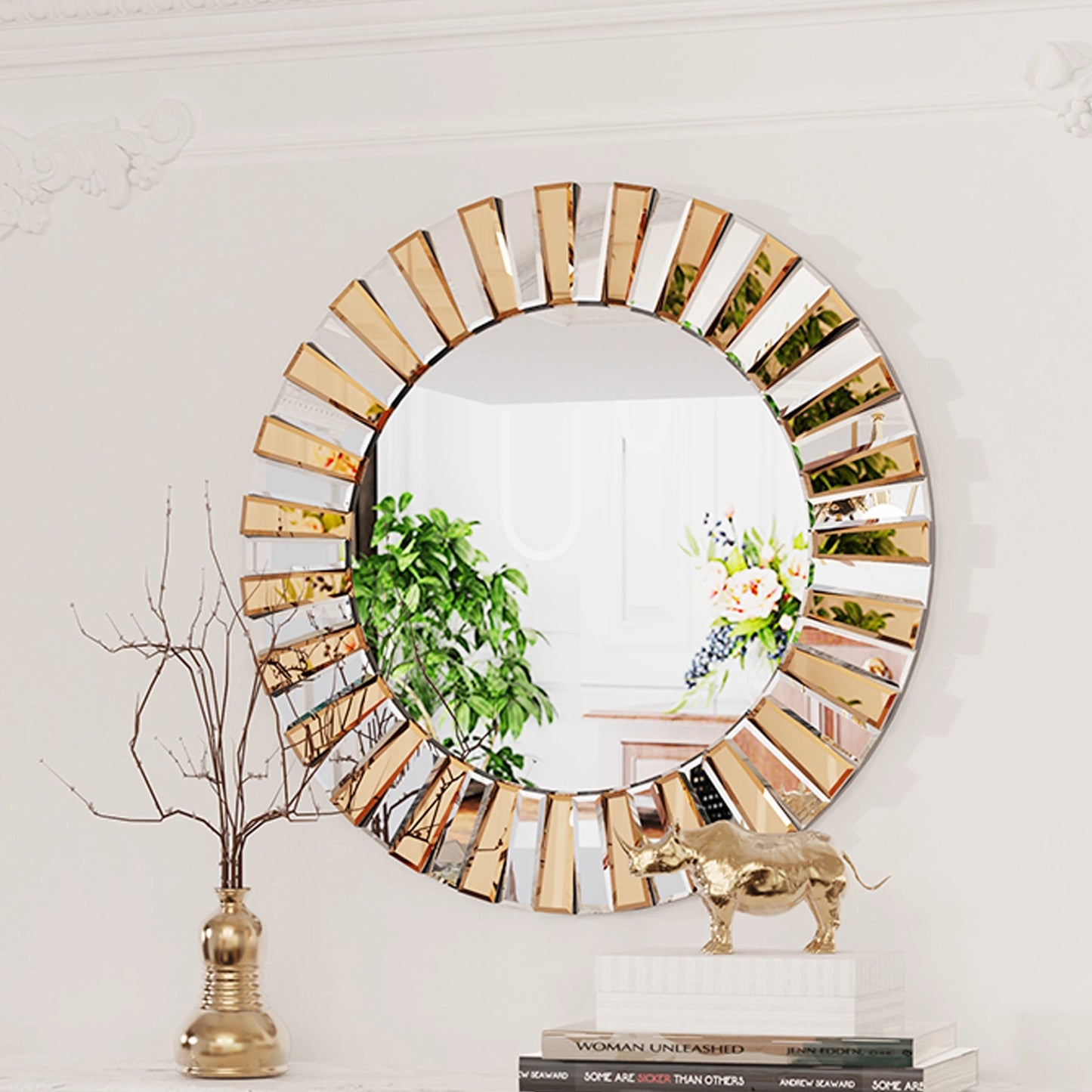 Decorative Mirrors Round Sunburst  Beveled Edge