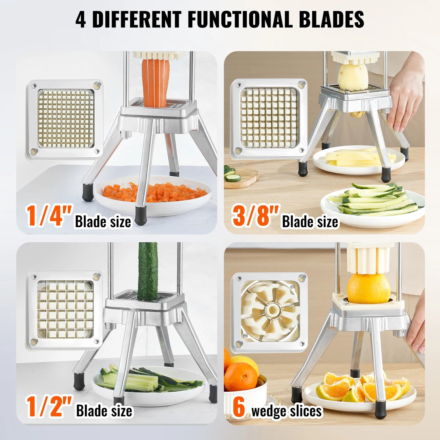 Chopper with 4 Replacement Blades Commercial Vegetable Chopper