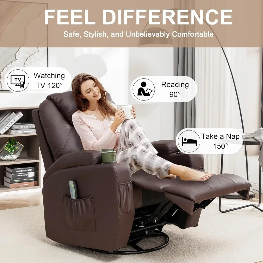 Recliner ,Rocking Chair with Massage anHeat,360d °