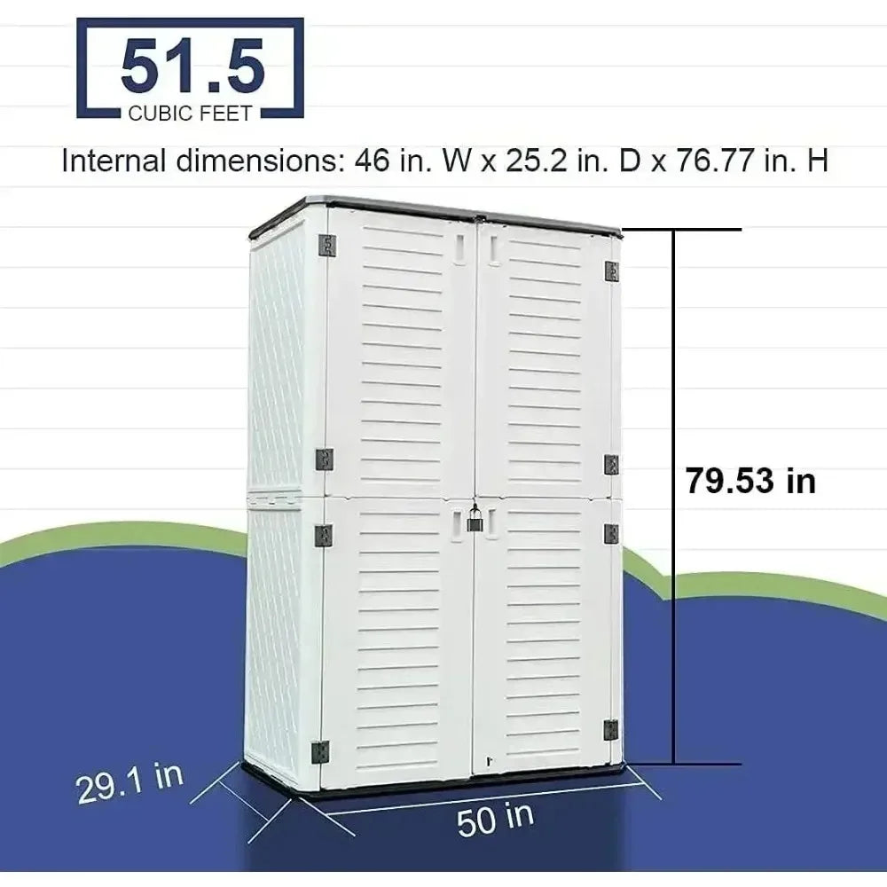 Polyethylene Outdoor Storage Cabinet, Vertical Storage Shed