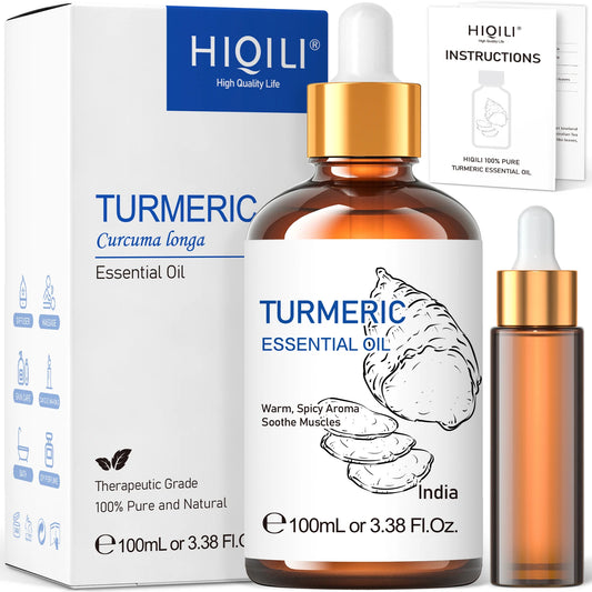 HIQILI 100ML Turmeric Essential Oils, 100% Pure Herbal Plant Oil for Candle, Health Promotion, Diffuser And Humidifier, Relax