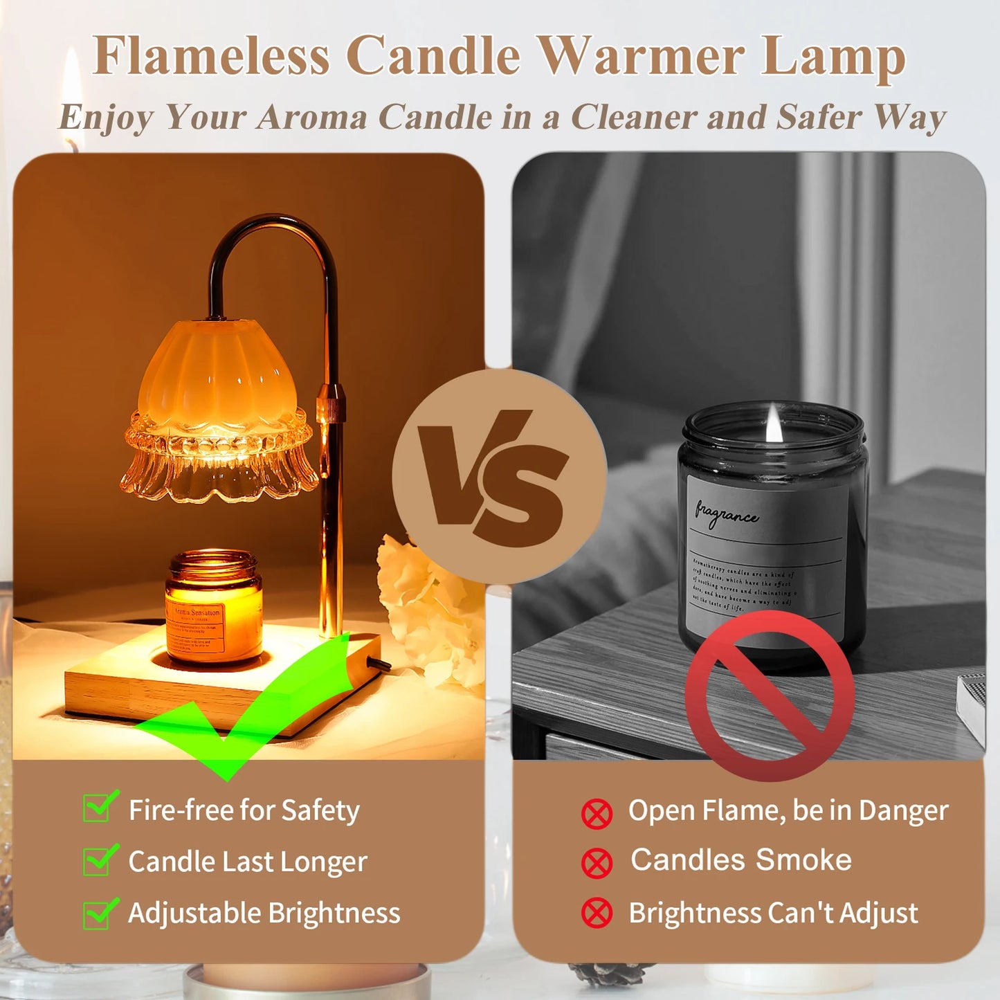 Candle Warmer Lamp Flower Shade With Timer