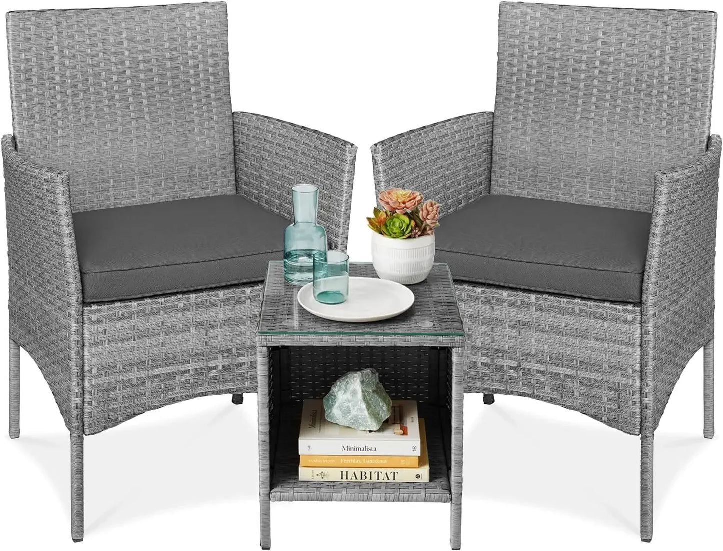 3-Piece Outdoor Wicker Conversation Bistro Set