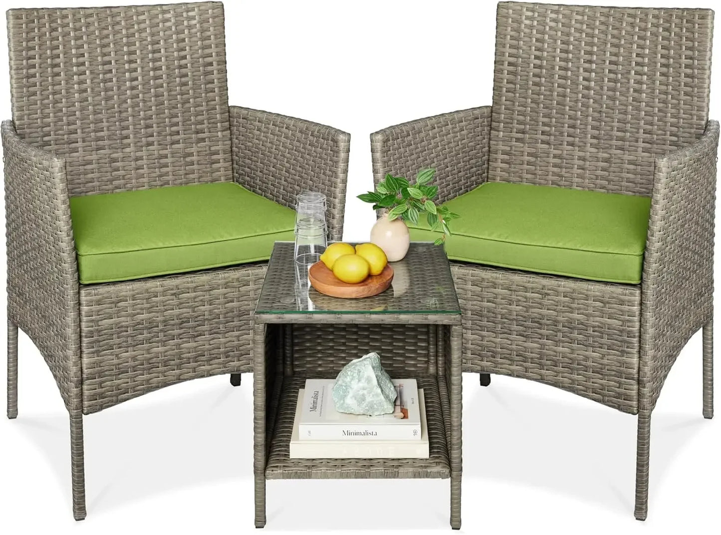 3-Piece Outdoor Wicker Conversation Bistro Set