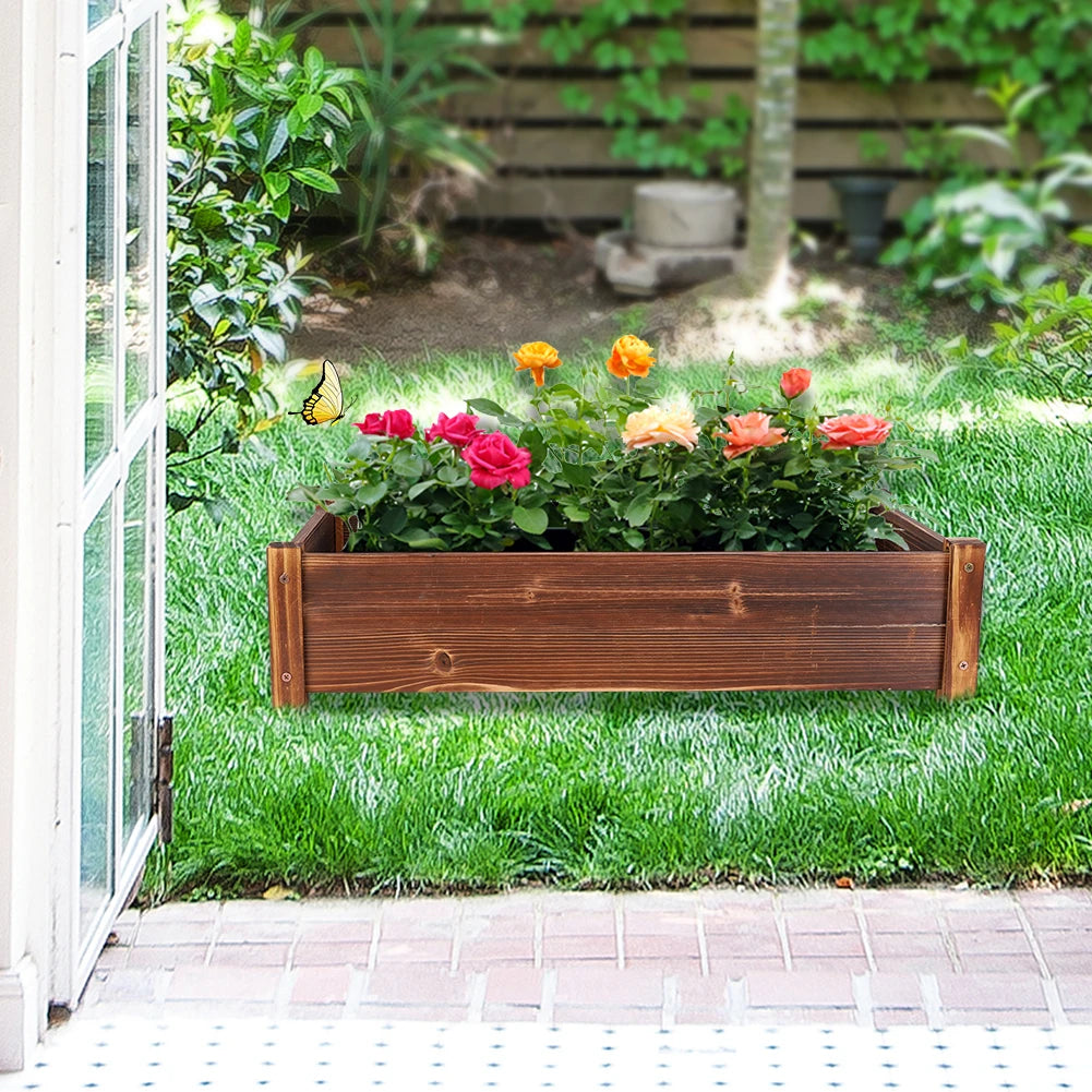 Raised Garden Bed Large Wooden Planter Garden Boxes Elevated Plant Box Vegetable Flower Growing Bed