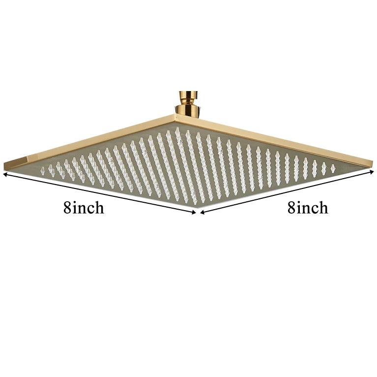 Bathroom LED Thickened Brass Head Shower Square