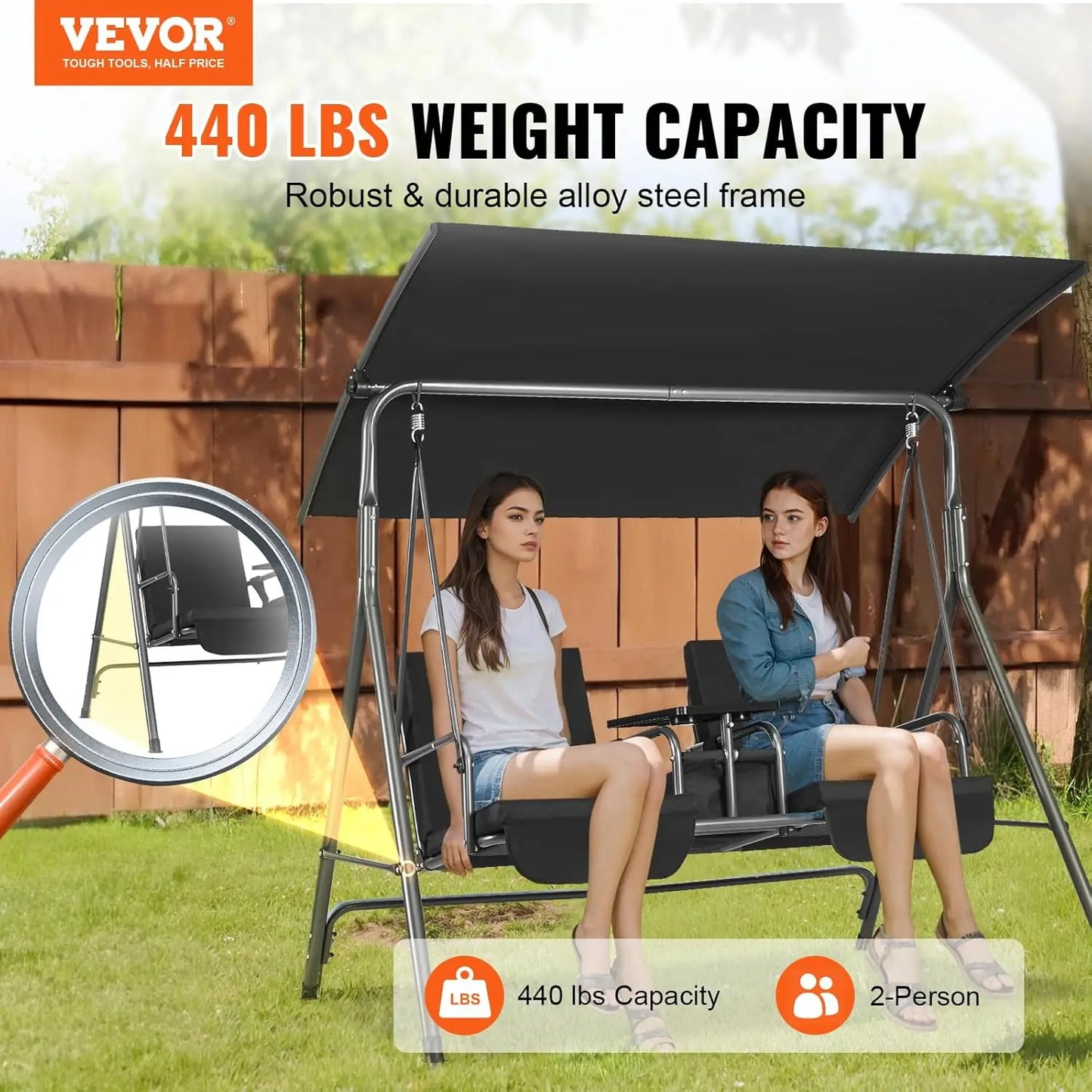2-Seat Patio Swing Chair