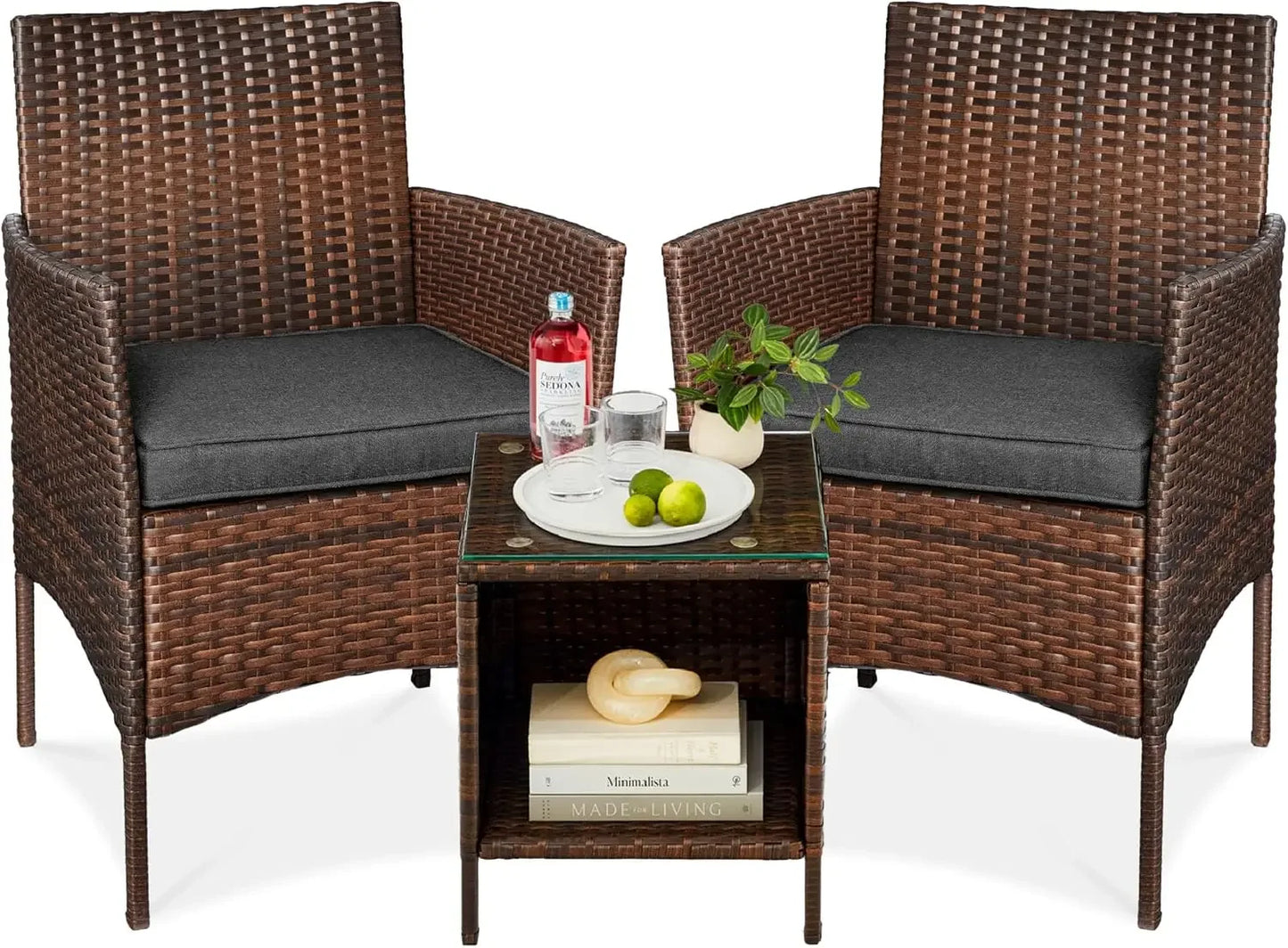 3-Piece Outdoor Wicker Conversation Bistro Set