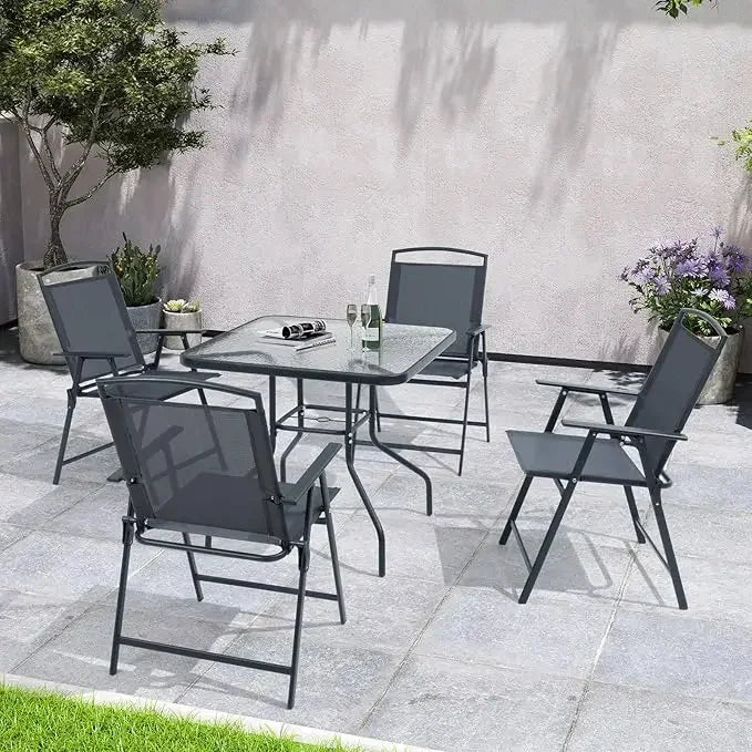 Outdoor Table and Chairs Set,4 X Grey