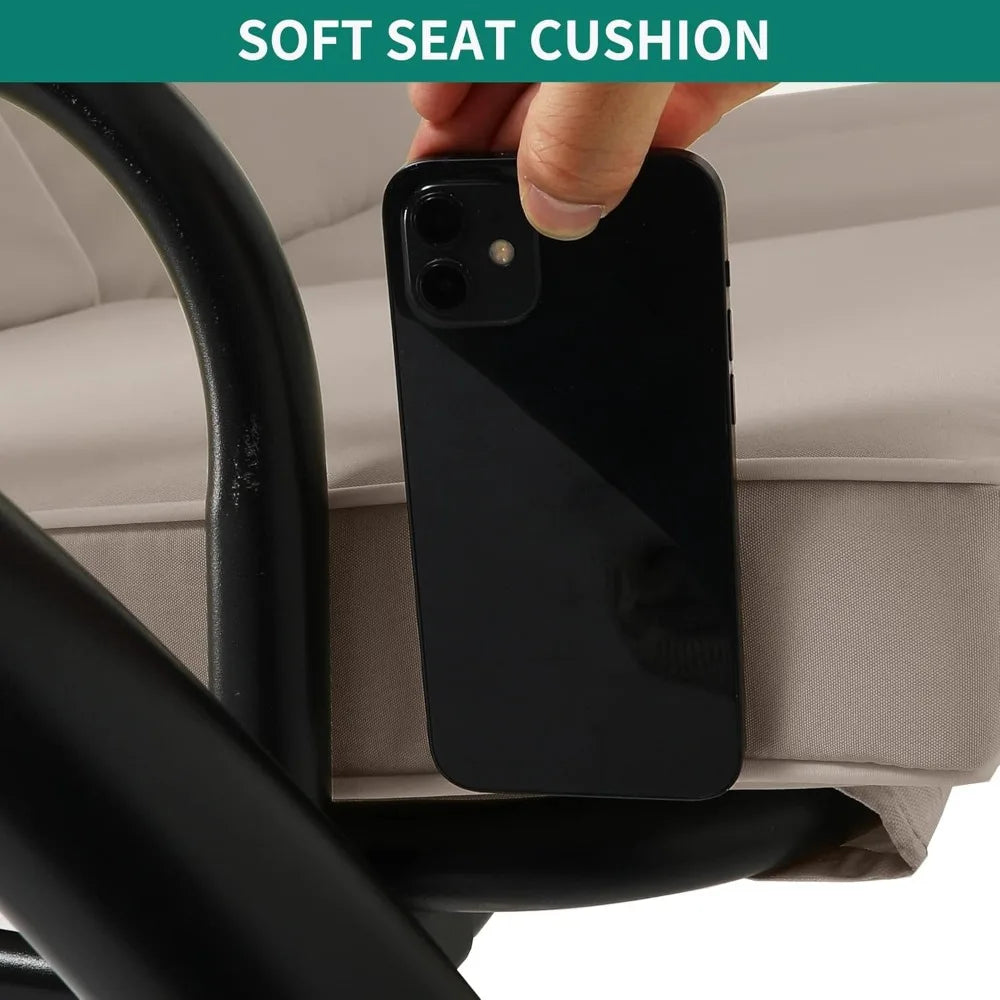 Outdoor Porch Swing, 3 Person Patio Swing Chair with Adjustable Canopy