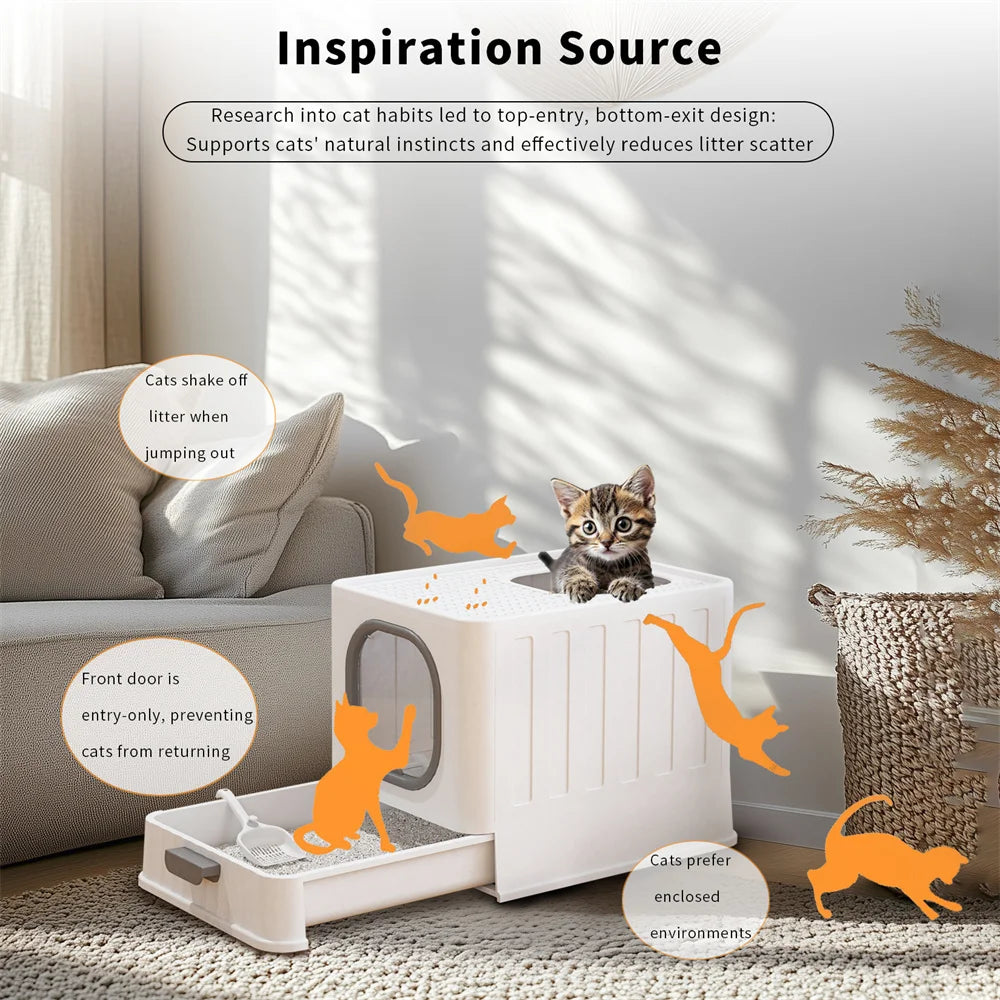 Cat Litter Box Tray Hood Covered