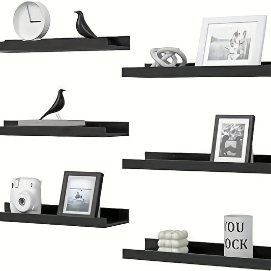 6 pieces wall hanging TV wall Mezzanine bedroom living room Solid wood partition wall Honor wall display stand black