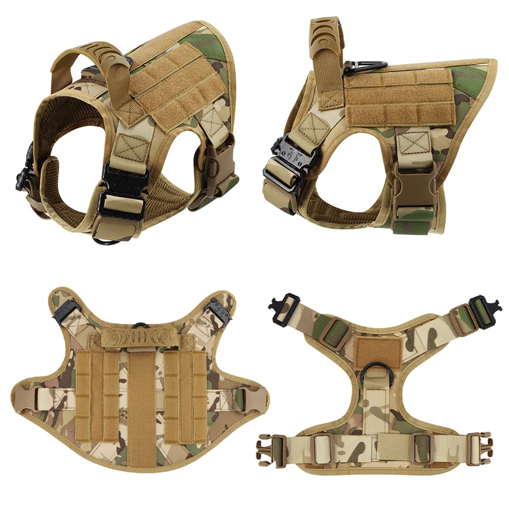 Military Large Dog Harness Collar Leash
