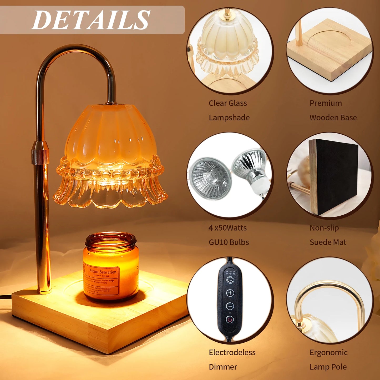 Candle Warmer Lamp Flower Shade With Timer