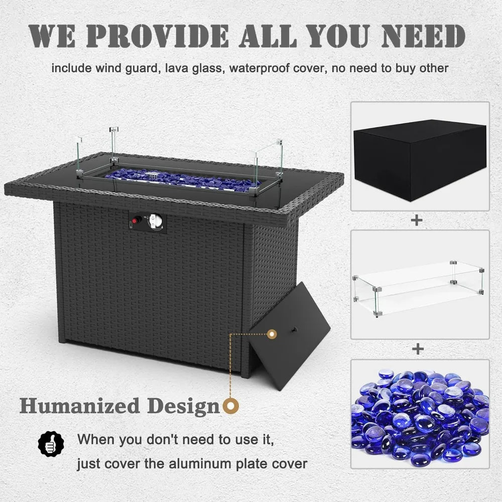 10 Pieces Patio Furniture Sets/ Fire Pit Table