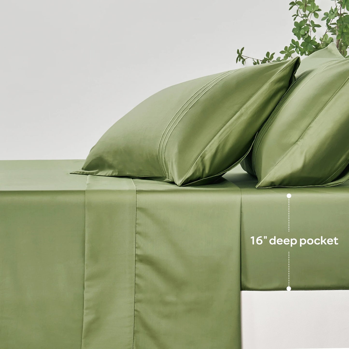 JELLYMONI 400 Thread Count 100% Cotton Sateen Sheet Sets, Extra Soft Bedding Cooling Sheets - 16" Deep Pockets Bed Set