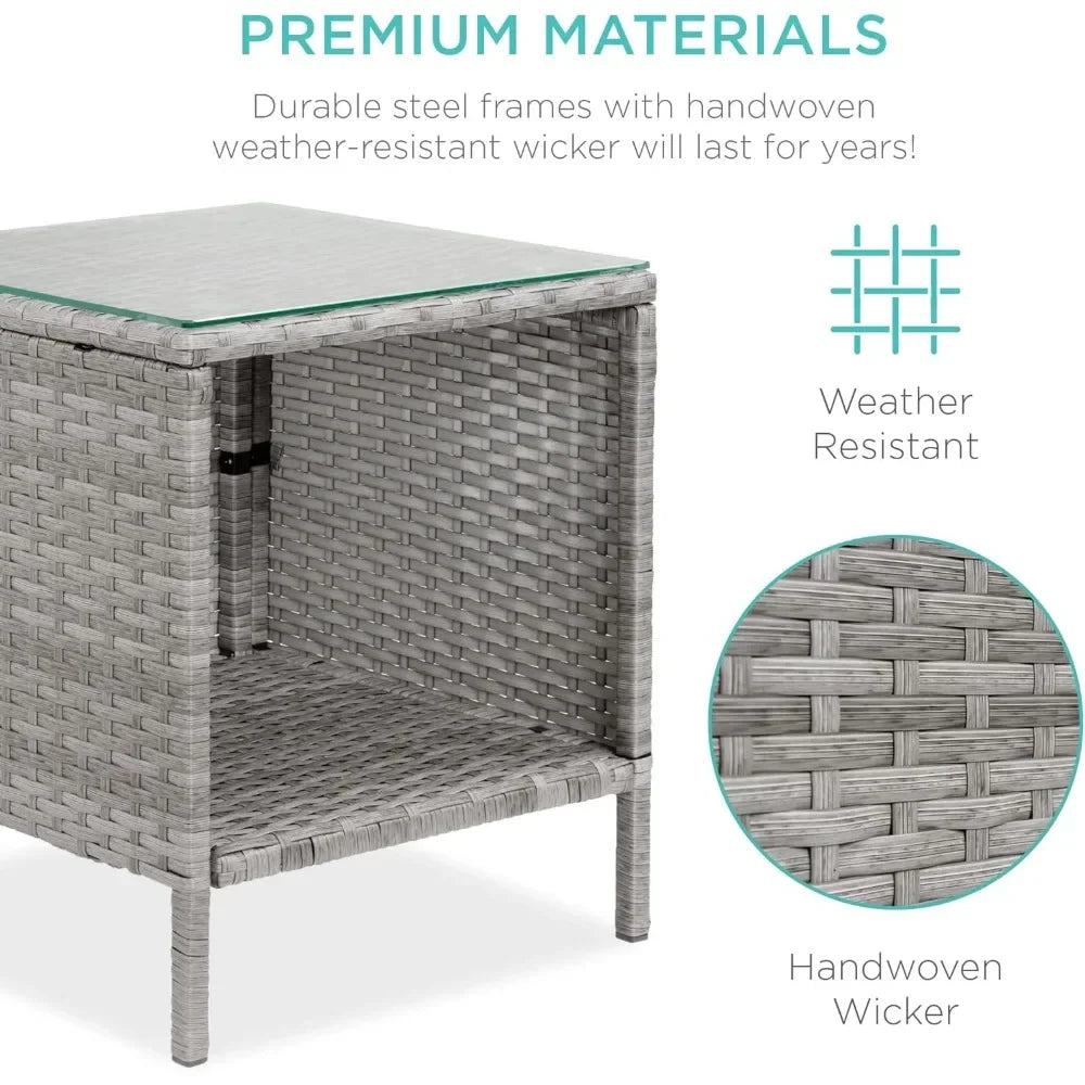 3-Piece Outdoor Wicker Conversation Bistro Set