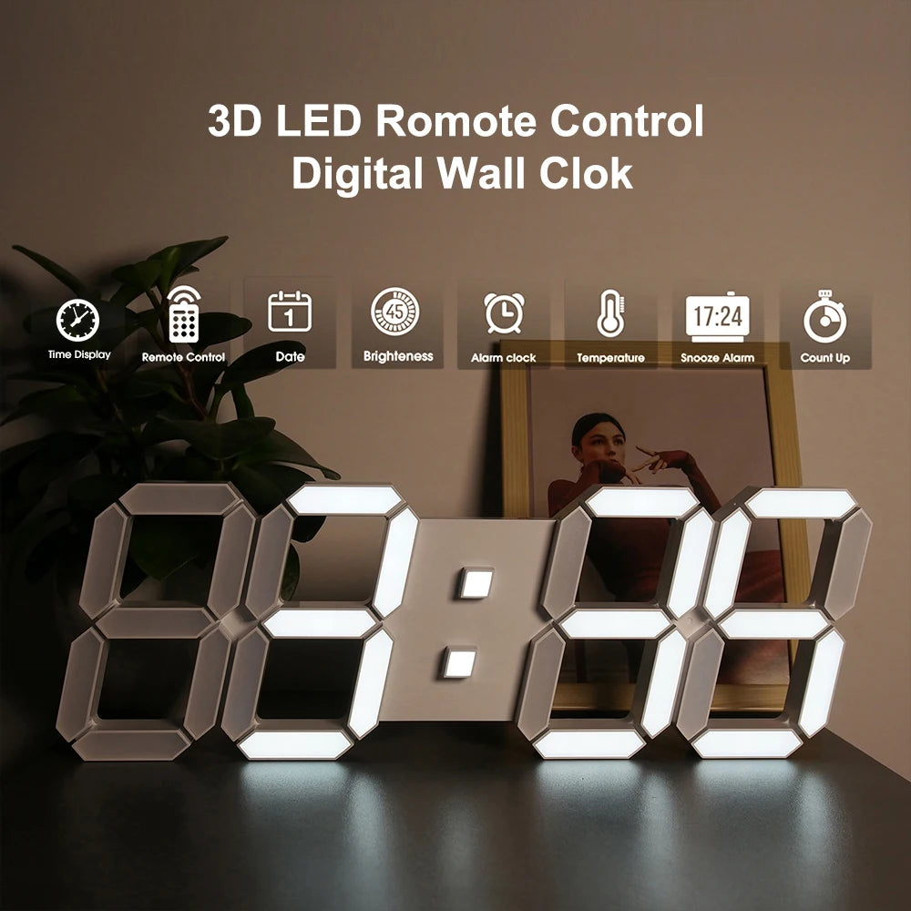 3D LED Wall Clock Large Digital Wall Clock