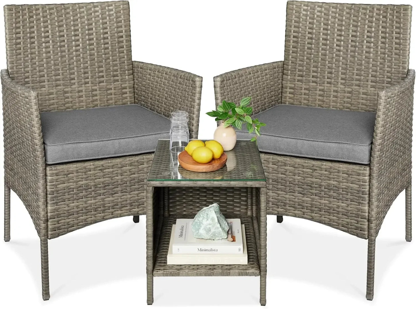 3-Piece Outdoor Wicker Conversation Bistro Set