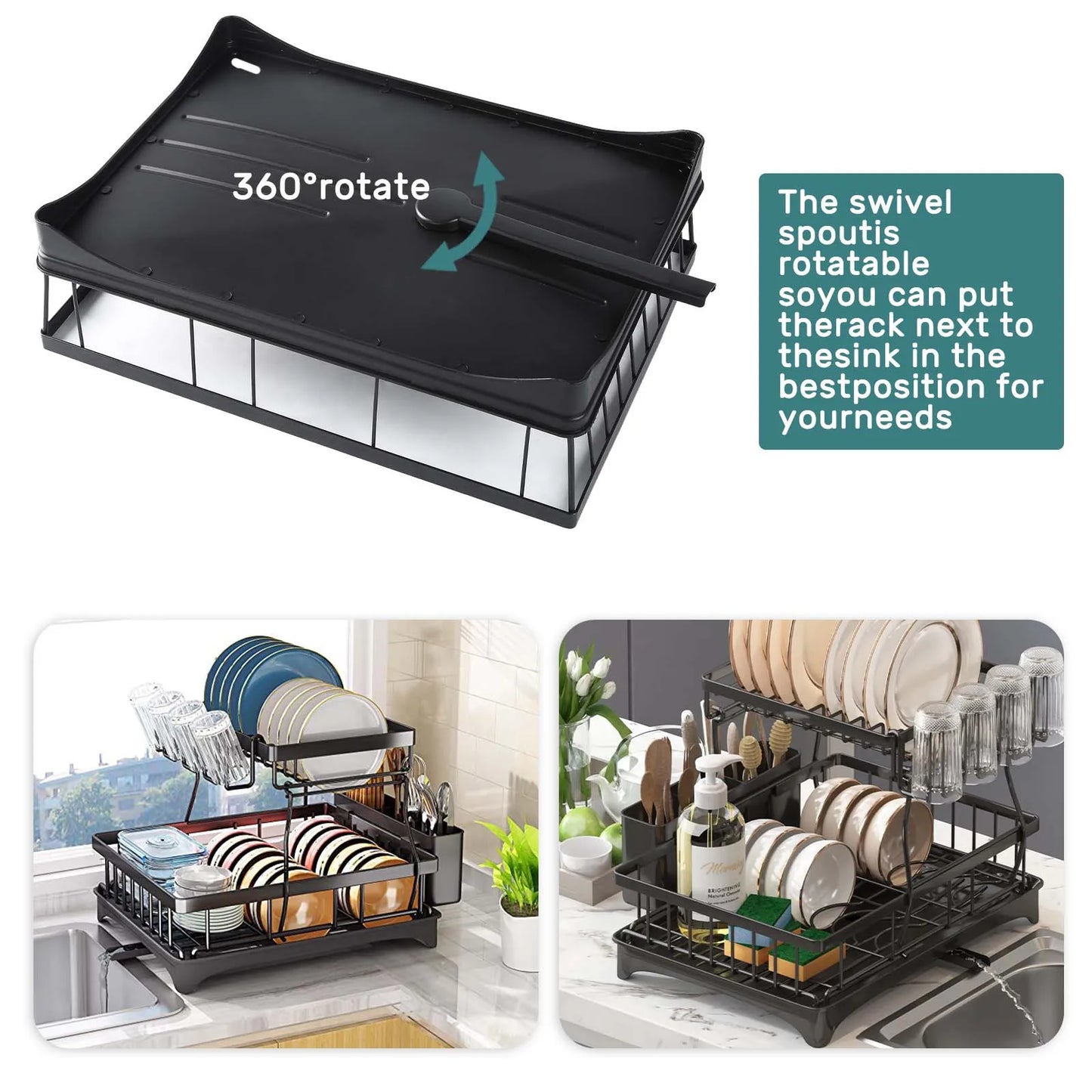 Large 2-tier dish drying rack