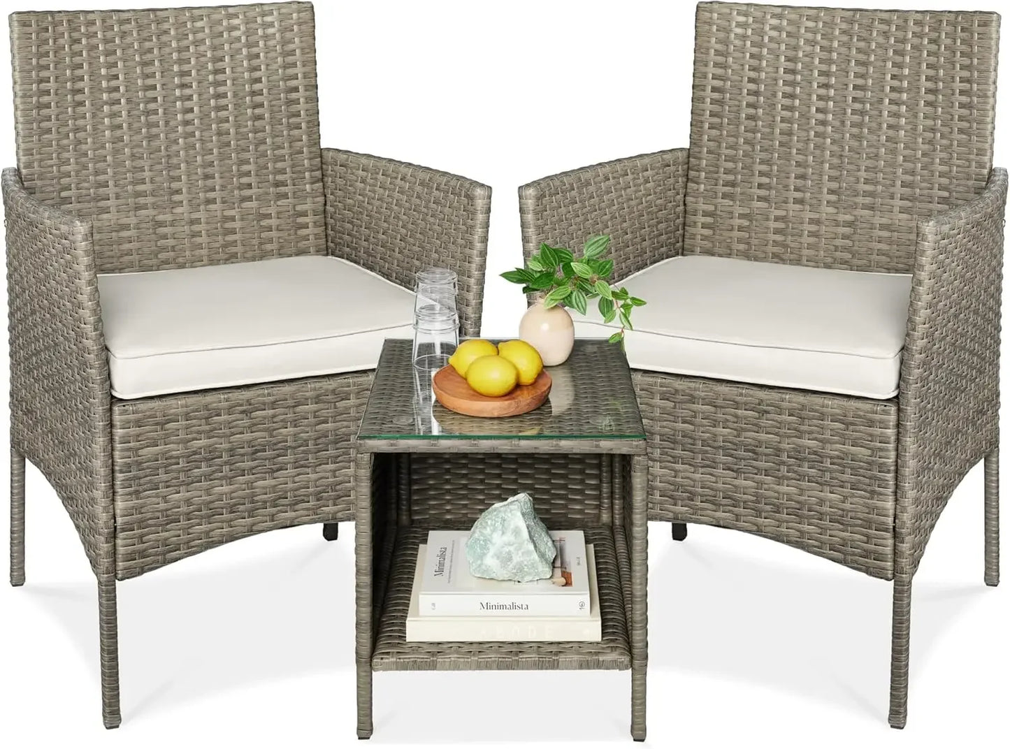 3-Piece Outdoor Wicker Conversation Bistro Set