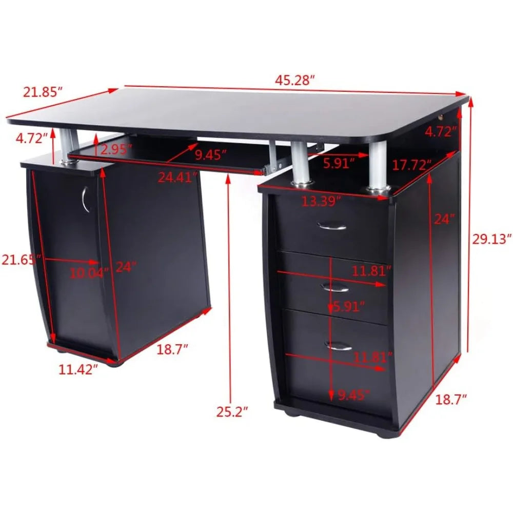 Computer Desk with Drawers & Storage Cabinet