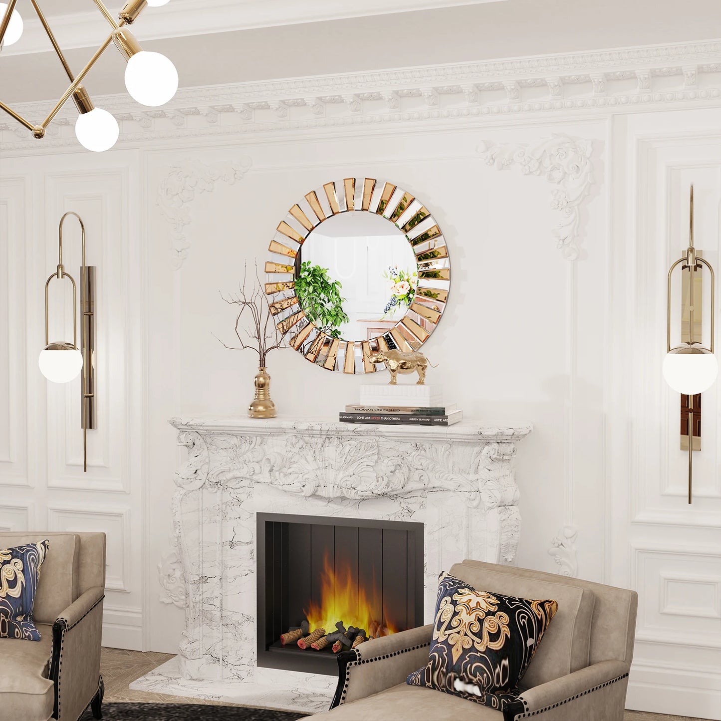Decorative Mirrors Round Sunburst  Beveled Edge